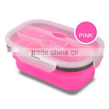 Kitchen Foldable Lunch Box 1 Compartment Silicone Food Container
