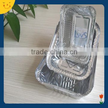 Takeaway Rectangular Food Packaging Aluminium Foil Container With Lid