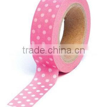 Wholesale YIWU FACTORY adhesive masking tape Washi Tape 15mm x 10m Washi Tape Trendy Tape Pink Polka Dot Decorative Paper Tape