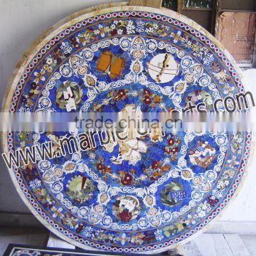 Lapis Lazuli Marble Inlay Table Top, Home Decoration Marble Inlay dinning table top