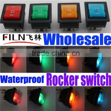 12V 24V 110V 250V Green red blue yellow 6 pin water proof rocker switch