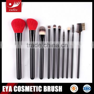 10pcs red real hair high quality makeup brushes set