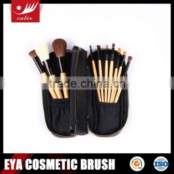 10pcs Portable Cosmetic Brush Travel Set with Black Zipper Bag