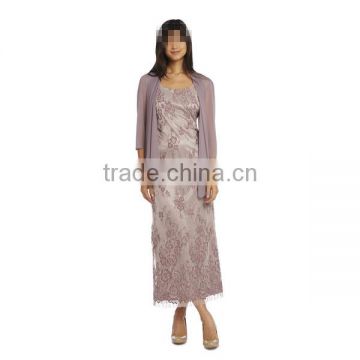 Fashion Women Clothing OEM Gown Style Three Quarter Sleeve Floral Lace Jacket Dress