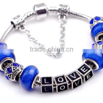 love printed fibre resin Murano Glass Beads charms bracelet