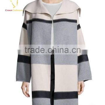 Wing Collar Women Winter Cashmere Long Coat