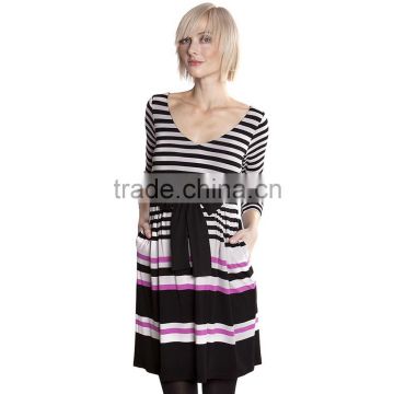 wholesale cheap deep v neck striped maternity dress