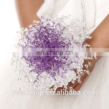 Voilet Acrylic Crystal Bridal Bouquet Artificial Wedding Bouquet