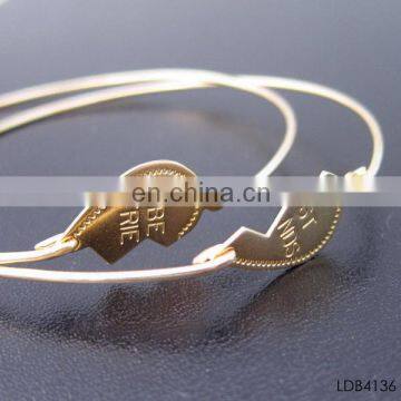 Fashion gold friendship charm broken heart bracelet for best friends