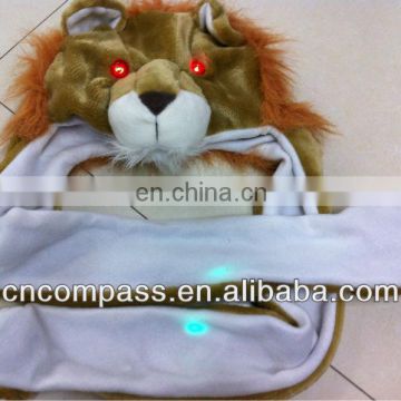 long style fluffy lion hat with led light