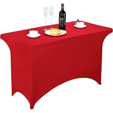 Spandex Table Cover 4ft Red,Rectangle Stretch Fitted Table Cover or Tablecloth for 4ft Table
