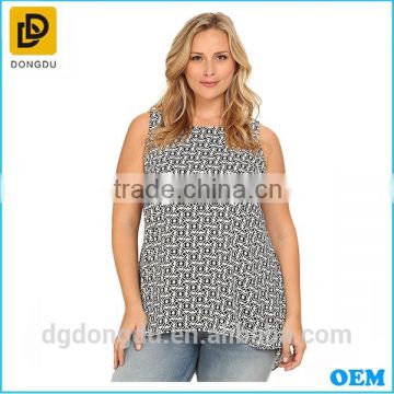 2016 New fashion plus size high quality casual sleeveless lady blouse