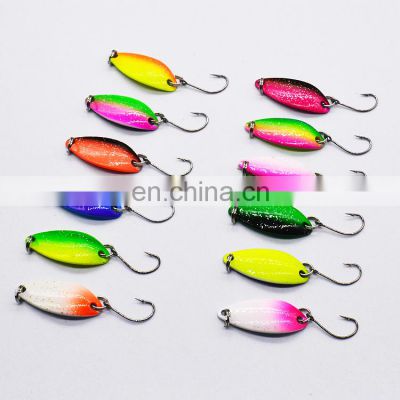 Double color 3.3cm 3.g Spoon Fishing Lure Swim Bait Isca Artificial Trout Lure Fishing Sequin Metal Spoons Lure