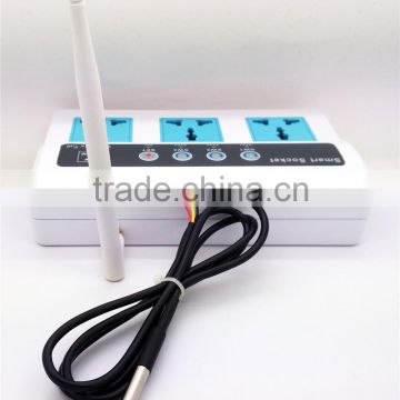 2200W 10A QUADBAND SMS/CALL Remote Controlled GSM Power Socket with 3 Outlets Which Also Supports Temperature Control