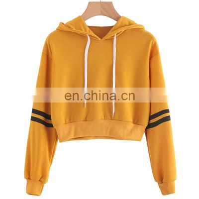 OEM Low MOQ Cropped hoodies pullover plain gold yellow crop top custom hoodie with 3d puff printing and Embroidered logo