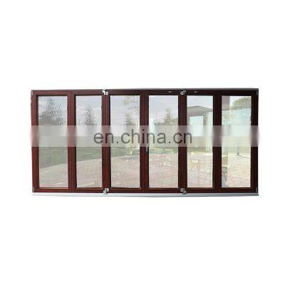 6-panel wooden grain aluminium bifold folding door