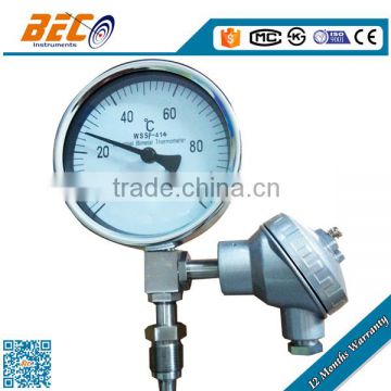 (WSSP-411) 100mm good quality reasonable price bottom thread type bimetallic thermometer electronic with remote sensor