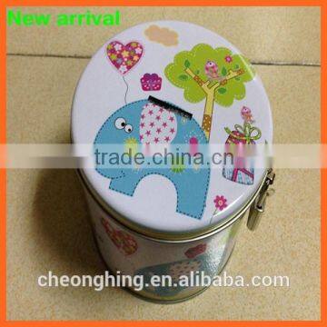 custom round tin can money box