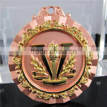 High Quality Torch Metal Medal / Copper and Gold Plated Metal Sport Medal