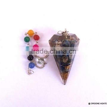 Lapis Lazuli Pendulum With Chakra Chain | Reiki Orgone Pendulum