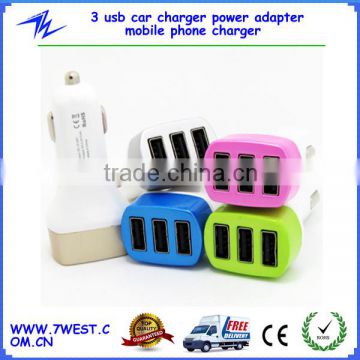 For iphone6 three 3 usb 1A 2A car charger power adapter mobile phone charger