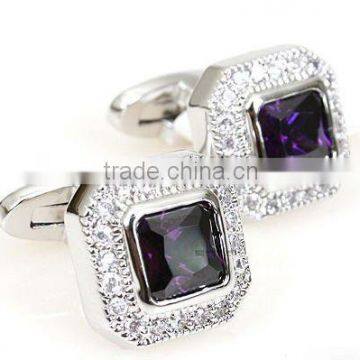 High Quality Amethyst Men's CZ Cufflinks