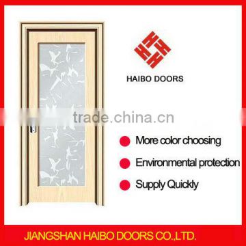 Single leaf Interior MDF Wood framed glass Doors design for Rooms (HW-016B)
