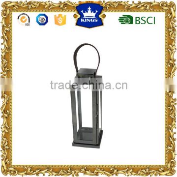 High quality black Stainless steel lantern with leather handle