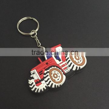 customized tractor shape rubber keychain for uk supermarket