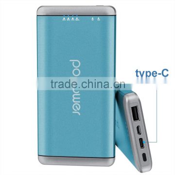Newest power bank for laptop with usb type c & qc2.0 charger 10000mah external battery pack blue