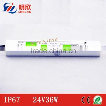high quality waterproof 24v 36w led drivers IP66 IP67 power supply for led light 3 years warranty