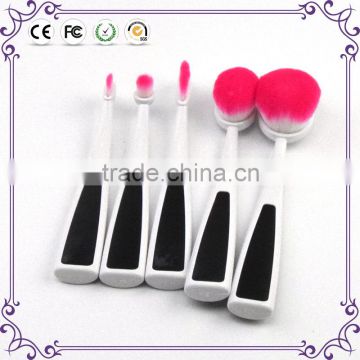 Pink hair 5pcs oval toothbrush make up brushes foundation smudge makeup cosmetic brush set