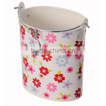 Cream & Multicoloured Spotted Tin Peg Bucket