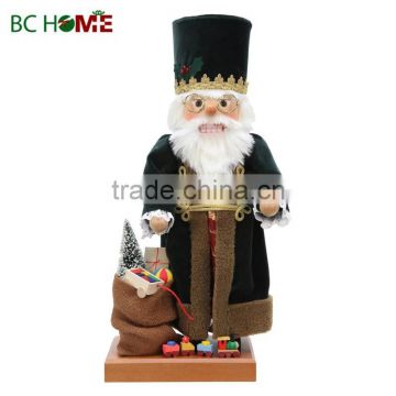 exquisitely crafted santa claus wooden Nutcracker green gown
