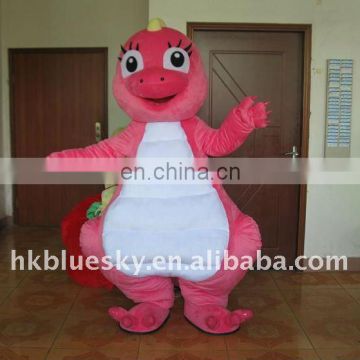 White belly pink dragon mascot costume