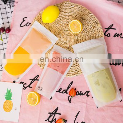 Smell Proof Drink Pouches Juice Bags Disposable Freezable Frosted Stand up Liquid Smoothies Zipper Plastic Drink Pouch