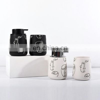 Modern design carving ceramics item hand soap dispenser liquid foam liquid soap dispensers