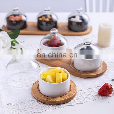 Round Bamboo Serving Tray Bowl Set Wholesale Eco Friendly Multi-purpose Bamboo Serving Tray