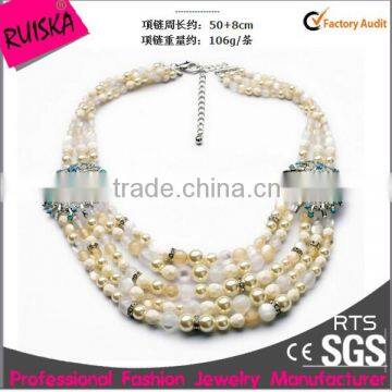 Wholesale Top Quality Jewellery Vintage Pearl Necklace With Two Alloy Flower