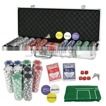 500 PCS Casino Poker Chips Set 11.5 Gram With Game Play Mat and Aluminium Case