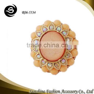 2015 wholesale big stone ring designs for women with crystal beads arounding