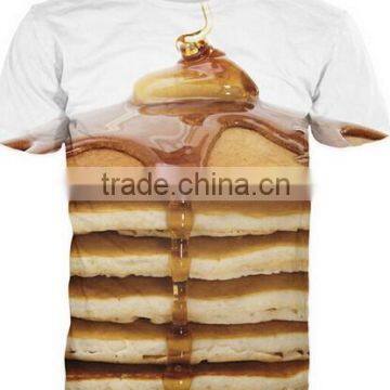 New fashion funny t-shirts 3D printting pancake stack funny food t shirt tops