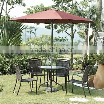 6 Piece Outdoor Patio Set - With Table, 4 Chairs, Umbrella and Built-In Base