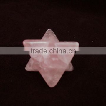 Natural Crystal Rose Quartz Merkaba Star Pendent