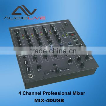 factory supply 4 channel sound mixer MIX-4DUSB professional Stage Sound System dj mixer
