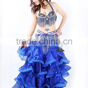 Sexy belly dance layered long skirt in performance/practice wear (QC1357)