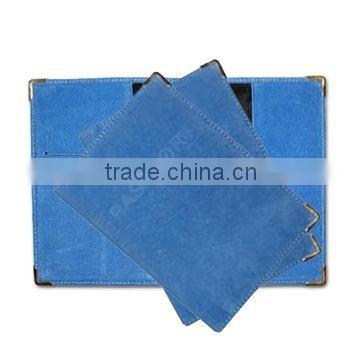 Passport and Plane Tickets Holder with Two Pockets, Square Metal Corners, Made of PU