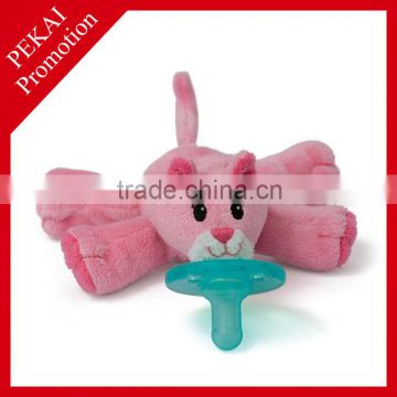 Infant plush toy pacifier pink cat