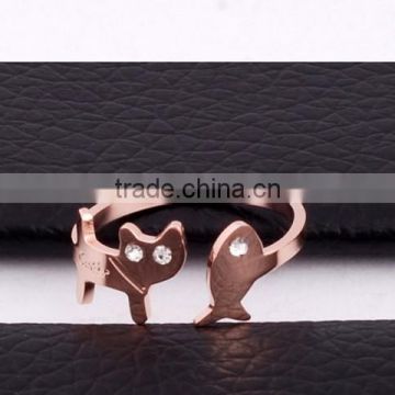 Fashion Cute Stainless steel Rose Gold Diamond Ring
