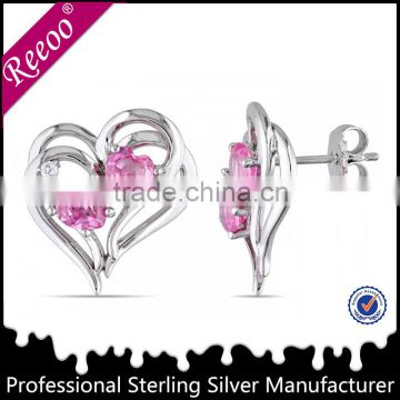 heart shaped 925 sterling silver earring findings factory price